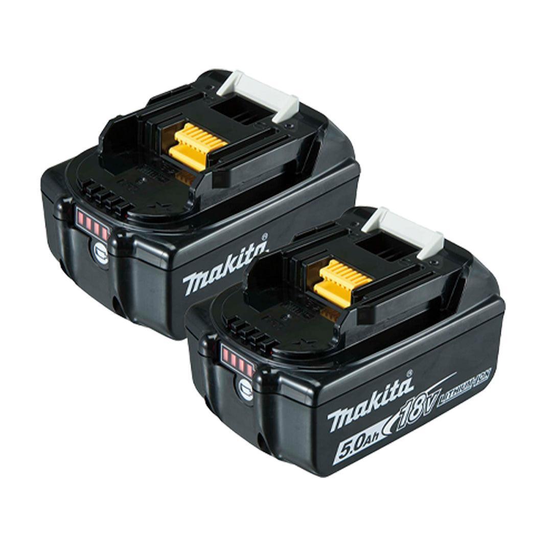 Makita 18V 5.0Ah Battery Twin Pack (BL1850B-2) + FREE 18pc HSS Drill Bit Set
